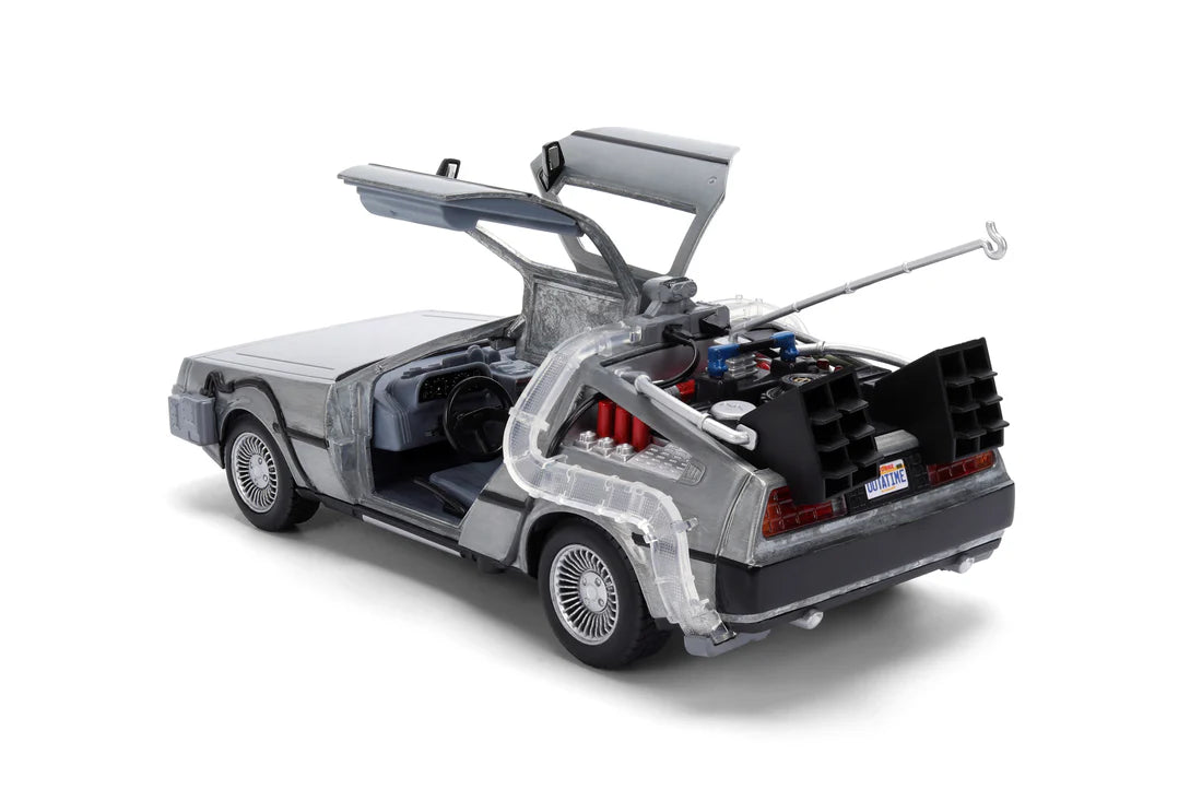 COMING SOON! Hollywood Rides Back to the Future Time Machine 40th Anniversary 1:24 Scale Die Cast Metal Vehicle