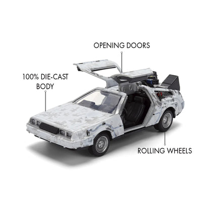 COMING SOON! Hollywood Rides Back to the Future 40th Anniversary 1:32 Scale FROST FINISH Die Cast Metal Vehicle